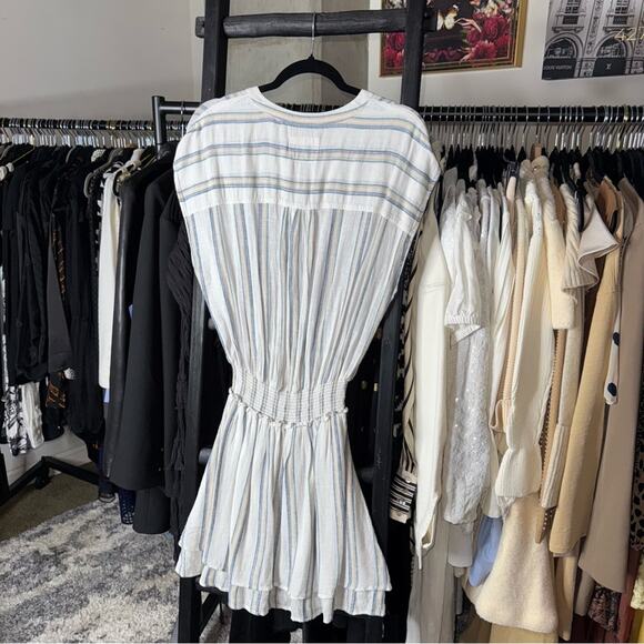 Rails Angelina Ryland Stripe Smocked Waist Linen Mini Dress - Picture 10 of 11